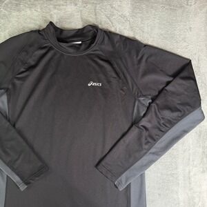 Asics Peformance Shirt Long Sleeve XL Mock Neck Black Training Top